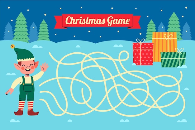 Illustration d'un jeu ludique évoquant l'aspect amusant du poivrier Illustration plate d'un jeu de Noël